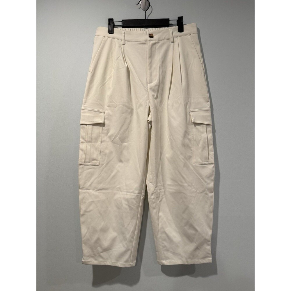 Halara Wide Leg Cargo Pants Women Large Ivory Stretch Athleisure Athletic Travel